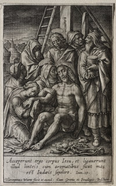 De Passie: Afneming van het kruis door Hieronymus or Jerome Wierix