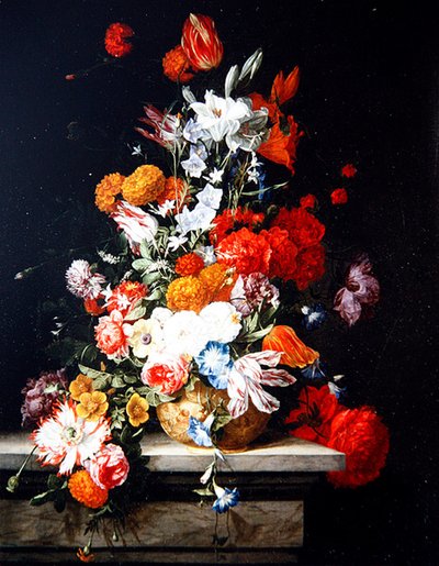 Gemengde Bloemen in een Vergulde Vaas door Hieronymus the Elder Galle