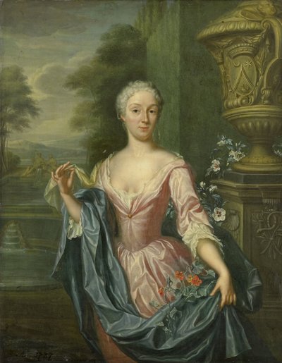 Portret van Claudine van Royen (geboren 1712), vrouw van Pieter Teding van Berkhout door Hieronymus van der Mij