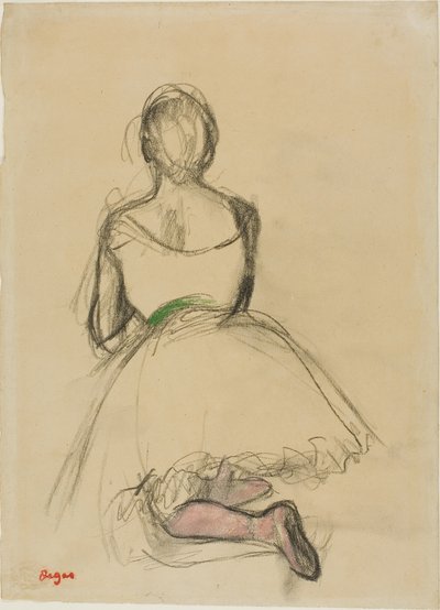 Danser knielt, op de rug gezien door Hilaire Germain Edgar Degas