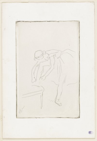 Danseres die haar schoen aantrekt door Hilaire Germain Edgar Degas