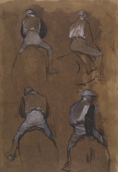 Vier studies van een jockey door Hilaire Germain Edgar Degas