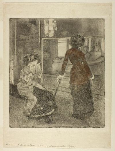 Mary Cassatt in het Louvre: De Etruskische Galerij door Hilaire Germain Edgar Degas