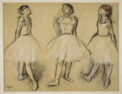 Drie studies van een danser in vierde positie door Hilaire Germain Edgar Degas