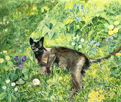 Golfende Kat door Hilary Jones