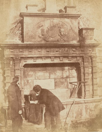 [D.O.Hill en een vriend bij het Bethune Monument, Greyfriars, Edinburgh]. door Hill and Adamson