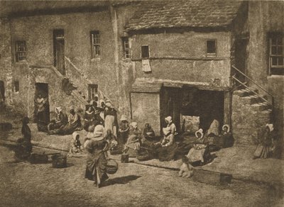 [Women and Children Baiting the Lines, Fishergate, St Andrews]. door Hill and Adamson