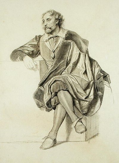 Studie voor het portret van Peter Paul Rubens (1577-1640) door Paul Delaroche