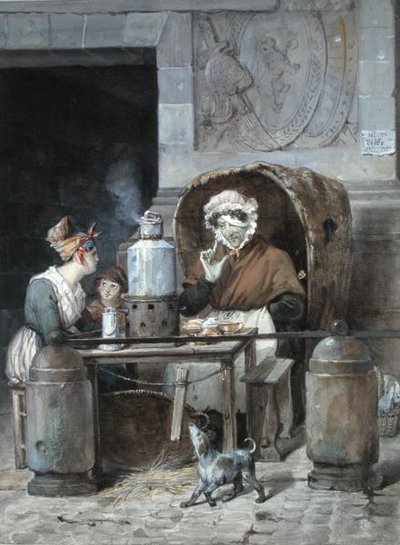 Koffieverkoper op de hoek van Porte Saint-Denis, 1830 door Hippolyte Adam