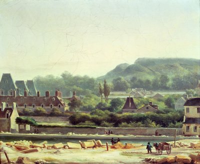 Het Hopital Saint-Louis en de Buttes-Chaumont in 1830 door Hippolyte Adam