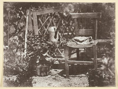 Stoel in een tuin door Hippolyte Bayard