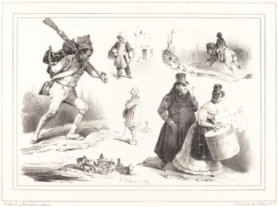 Sociale vignetten door Hippolyte Bellange