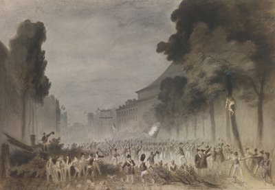 De Juli Revolutie op de Grands Boulevards van Parijs, 1830 door Hippolyte Bellange