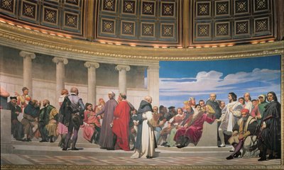 Hemicycle: Kunstenaars van alle leeftijden (detail) door Hippolyte Delaroche
