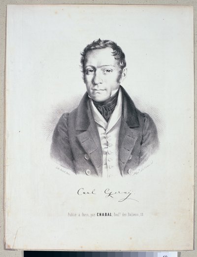 Carl Czerny (1791-1857) gegraveerd door Huard door Hippolyte Lallemand
