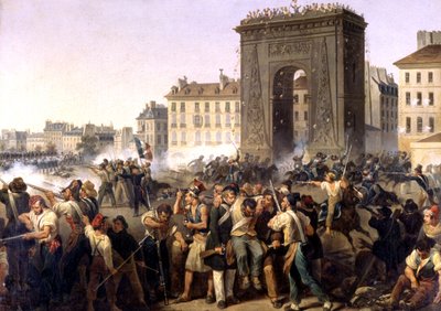 Aanval bij de Saint Denis poort, schilderij 1830 door Hippolyte Lecomte