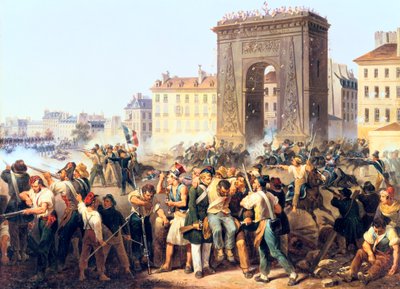 Slag bij de Porte St Denis, 28 juli 1830, Parijs door Hippolyte Lecomte