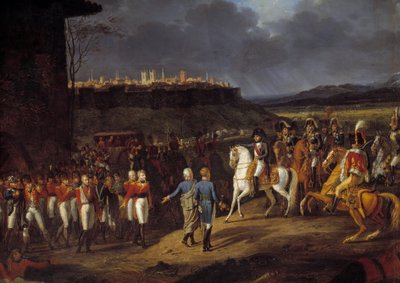Campagne van Spanje: Keizer Napoleon I werd in Astorga, Spanje, voorgesteld aan Engelse gevangenen en beval hen met speciale zorg te behandelen, januari 1809 (detail) door Hippolyte Lecomte