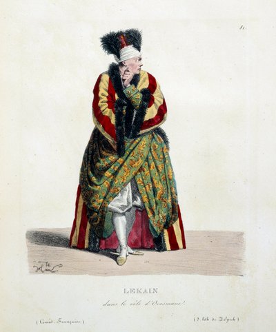 Franse acteur Henri Louis Cain genaamd Lekain of Le Kain (1729-1778) in de rol van Orosmane in Voltaire