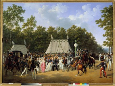 Koning Lodewijk XVIII ontvangt Marie Caroline Fernande Louise van Napels door Hippolyte Lecomte