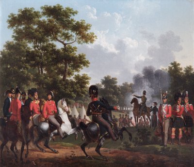 De hertog van Wellington bezoekt de buitenposten bij Soignes door Hippolyte Lecomte