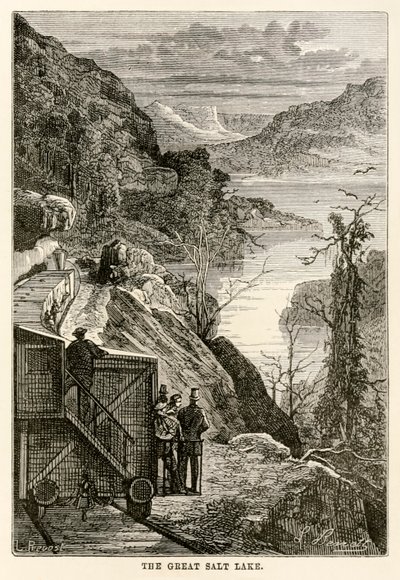 Het Grote Zoutmeer, uit De Reis om de Wereld in Tachtig Dagen door Jules Verne (1828-1905) gegraveerd door Prévost, 1873 door Hippolyte Leon after Benett