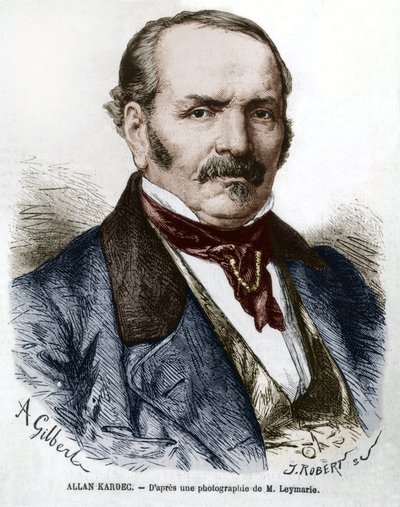 Allan Kardec (1804-1869) echte naam Hippolyte Leon Denisart-Rivail, uitvinder van het spiritisme in Frankrijk, gravure naar een foto door Leymarie door Hippolyte Leymarie