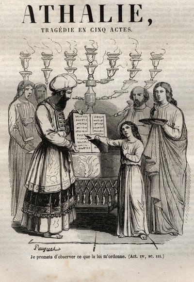 Athalie tragedie door Jean Racine in vijf bedrijven - gravure in 