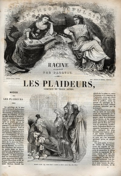 Les Plaideurs (1668) komedie in drie bedrijven - gravure in 
