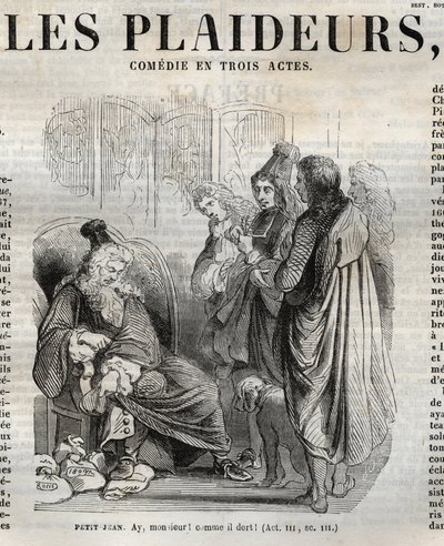Les Plaideurs (1668) komedie in drie bedrijven - gravure in 