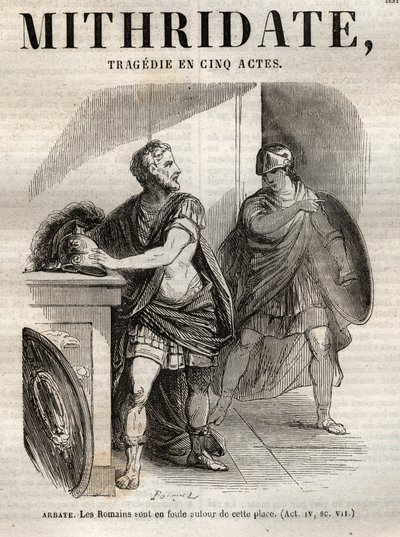 Mithridate tragedie in vijf bedrijven van Jean Racine - gravure in 