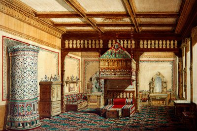 Slaapkamer in het paleis van groothertog Vladimir Alexandrovich in Sint-Petersburg door Hippolyte Monighetti