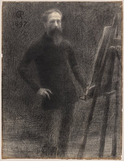 Zelfportret aan de ezel door Hippolyte Petitjean