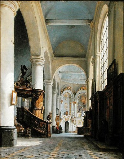 Interieur van de Kerk van St. Denis, Saint-Omer, 1835 door Hippolyte Victor Valentin Sebron