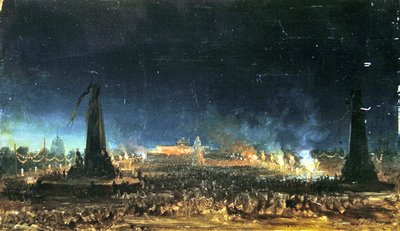 Nachtfestival op de Champ de Mars, Parijs door Hippolyte Victor Valentin Sebron
