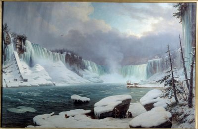 De Grote Niagara-waterval, Wintereffect. Uitzicht op de Niagara-watervallen door Hippolyte Victor Valentin Sebron