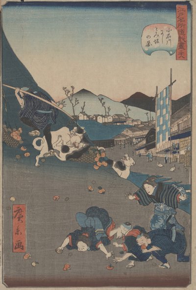 Zicht op Nishitoisaka in Koishikawa, c.1860 door Hirokage Utagawa