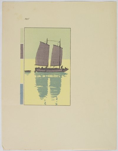 Een jonk, plaat nr. 1, eind 19e-midden 20e eeuw door Hiroshi Yoshida