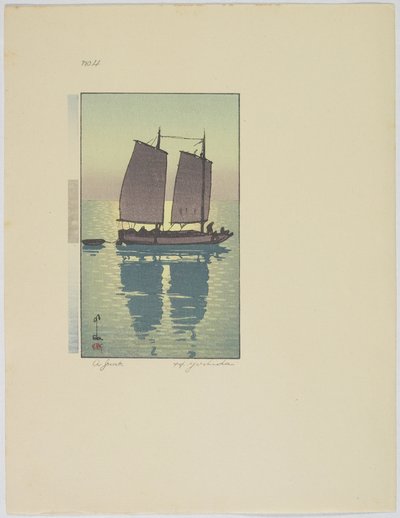 Een jonk, plaat nr. 4, eind 19e-midden 20e eeuw door Hiroshi Yoshida