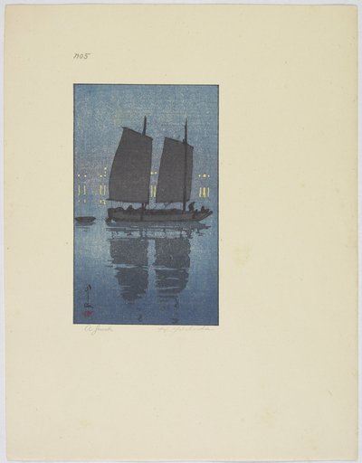 Een Jonk, Plaat Nr. 5, eind 19e-midden 20e eeuw door Hiroshi Yoshida