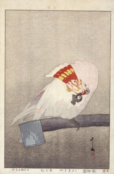Kaketoe op Voederbak door Hiroshi Yoshida