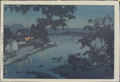 Avond aan de Chikugo-rivier in Hita door Hiroshi Yoshida