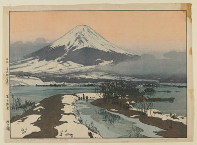 Fujiyama vanaf Kawaguchi-meer, uit de serie Tien Zichten op de Fuji, Taisho-periode door Hiroshi Yoshida