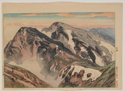 Habuka-san, uit de serie, Twaalf scènes in de Japanse Alpen, Taisho-periode door Hiroshi Yoshida