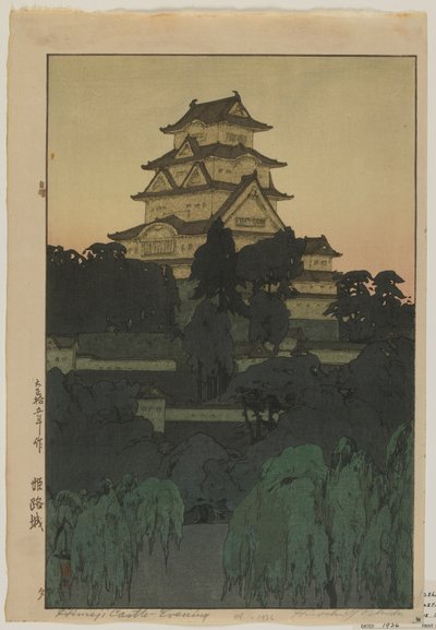 Himeji-kasteel - Avond, Taisho-periode door Hiroshi Yoshida