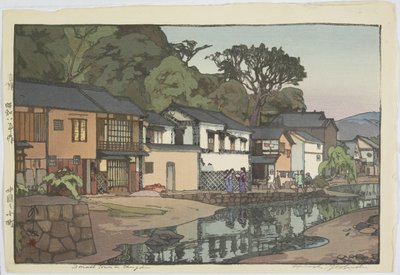 Kleine Stad in Chu_goku District door Hiroshi Yoshida