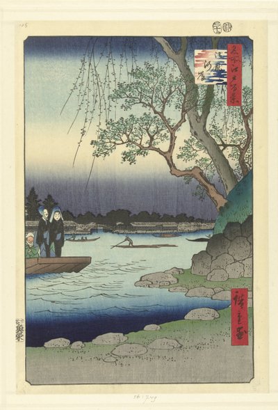 De Onmaya oever door Hiroshige (I) , Utagawa