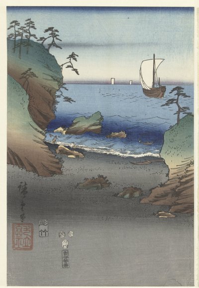 De elegante prins Genji te Suma door Hiroshige (I) , Utagawa