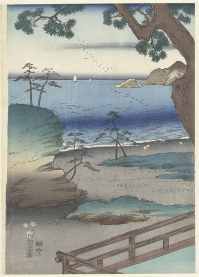 De elegante prins Genji te Suma door Hiroshige (I) , Utagawa
