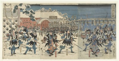 De wraak van de trouwe samoerai zonder leider door Hiroshige (I) , Utagawa
